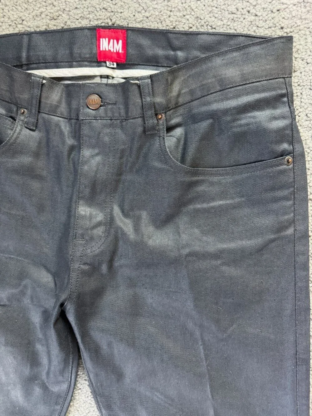 IN4MA-TION - IN4M - Special Waxed Denim Jeans - Men's Sz. 34 Gray - Excel. Cond.